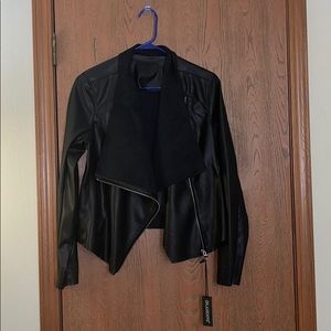 Onto The Next Faux Leather Drape Jacket